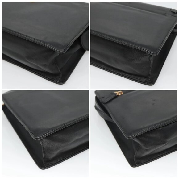 LOEWE Anagram Clutch Bag Leather Black Gold Auth - Picture 16 of 16